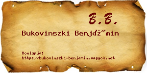 Bukovinszki Benjámin névjegykártya